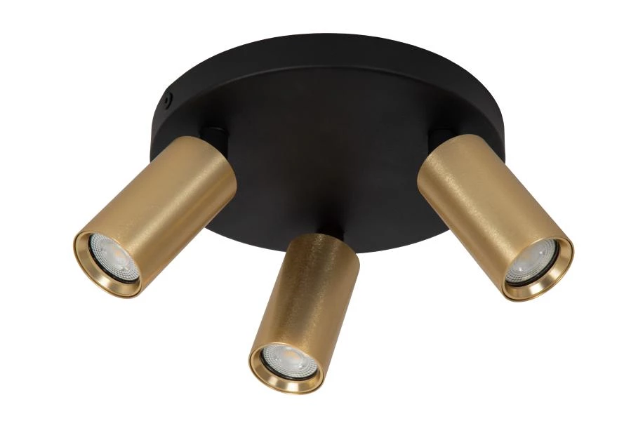 Lucide RITMO - Ceiling spotlight - Ø 18 cm - 3xGU10 (MR11) - Matt Gold / Brass - turned off